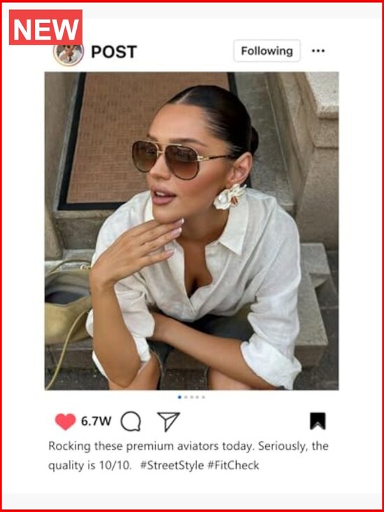 Retro Aviator Sunglasses for Women Men Metal Double Bridge Sun Glasses main image 6